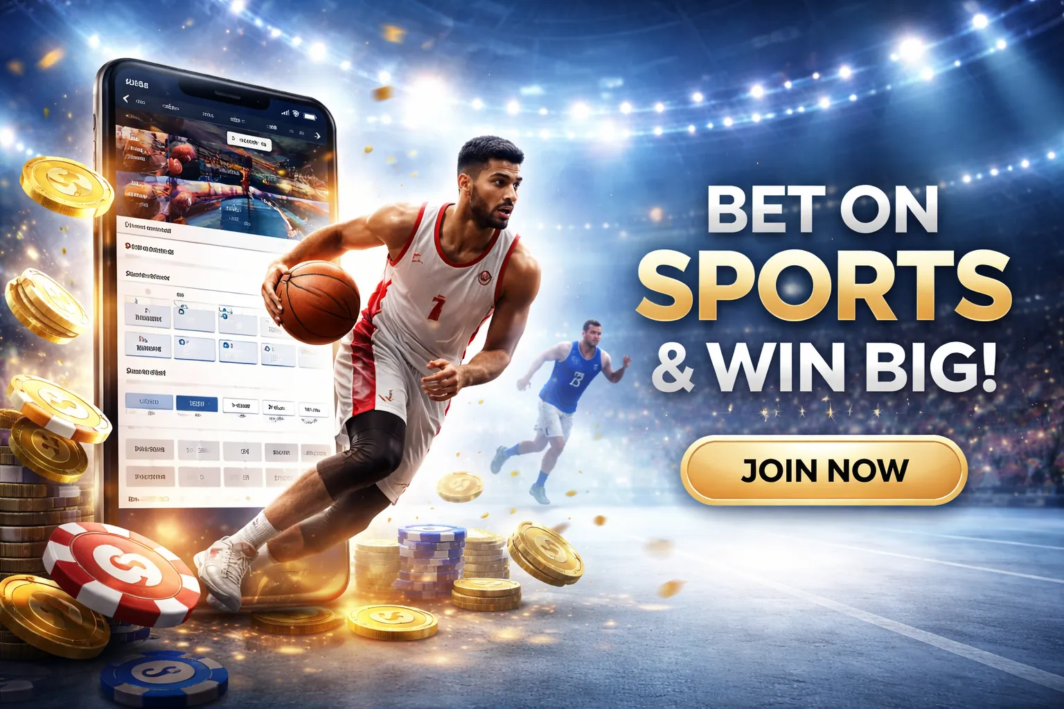 Hình ảnh chính của Sicbo Tài Phú với xúc xắc và chip cược trong không gian casino trực tuyến